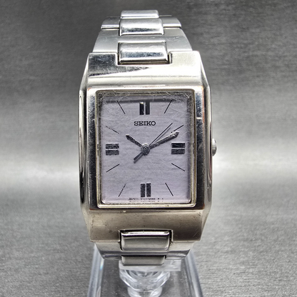 Seiko Watch Men 25mm Blue Dial Silver Tone Rectangle V701-5D30 New Battery0