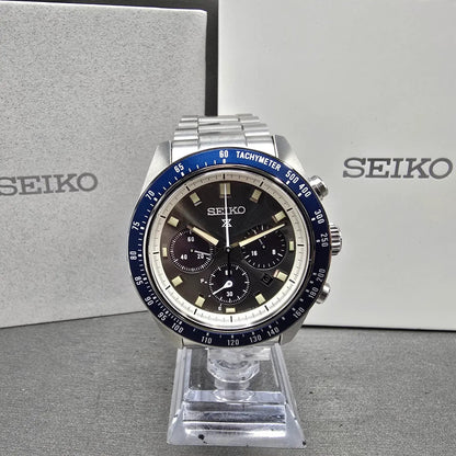 Seiko Prospex Speedtimer Chronograph Watch Men Black Dial Steel Solar SSC9390