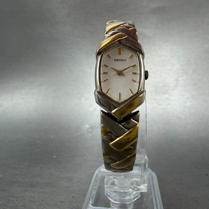 Seiko Watch Women 16mm White Dial Two Tone Hexagon 1N00-6R90 New Battery Vintage5