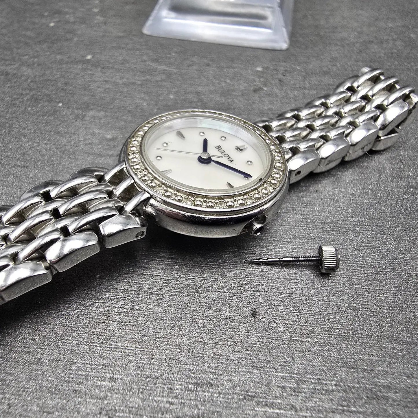 Bulova Watch Women 24mm MOP Dial Silver Tone Round READ!!!!!! 96R150 New Battery2
