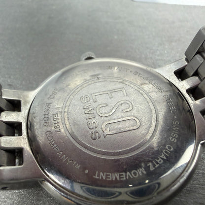 ESQ Watch Men 35mm Silver Dial Silver Tone Date Round E5197 Bracelet New Battery9