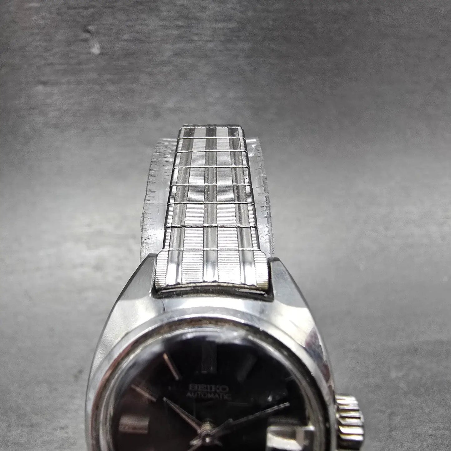 Seiko Automatic Watch Women 23mm Black Dial Silver Tone Date 2205-0190 Runs4