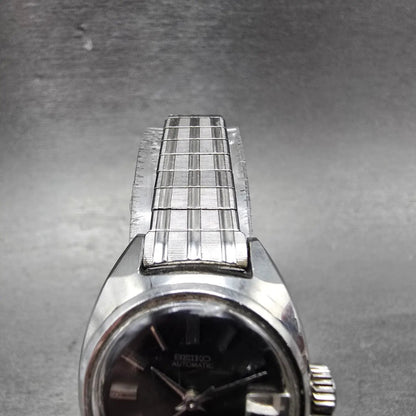 Seiko Automatic Watch Women 23mm Black Dial Silver Tone Date 2205-0190 Runs4