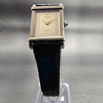 Seiko Exceline Watch Women 18mm Gold Dial Gold Tone Rectangle 2E20-5190 New Batt5