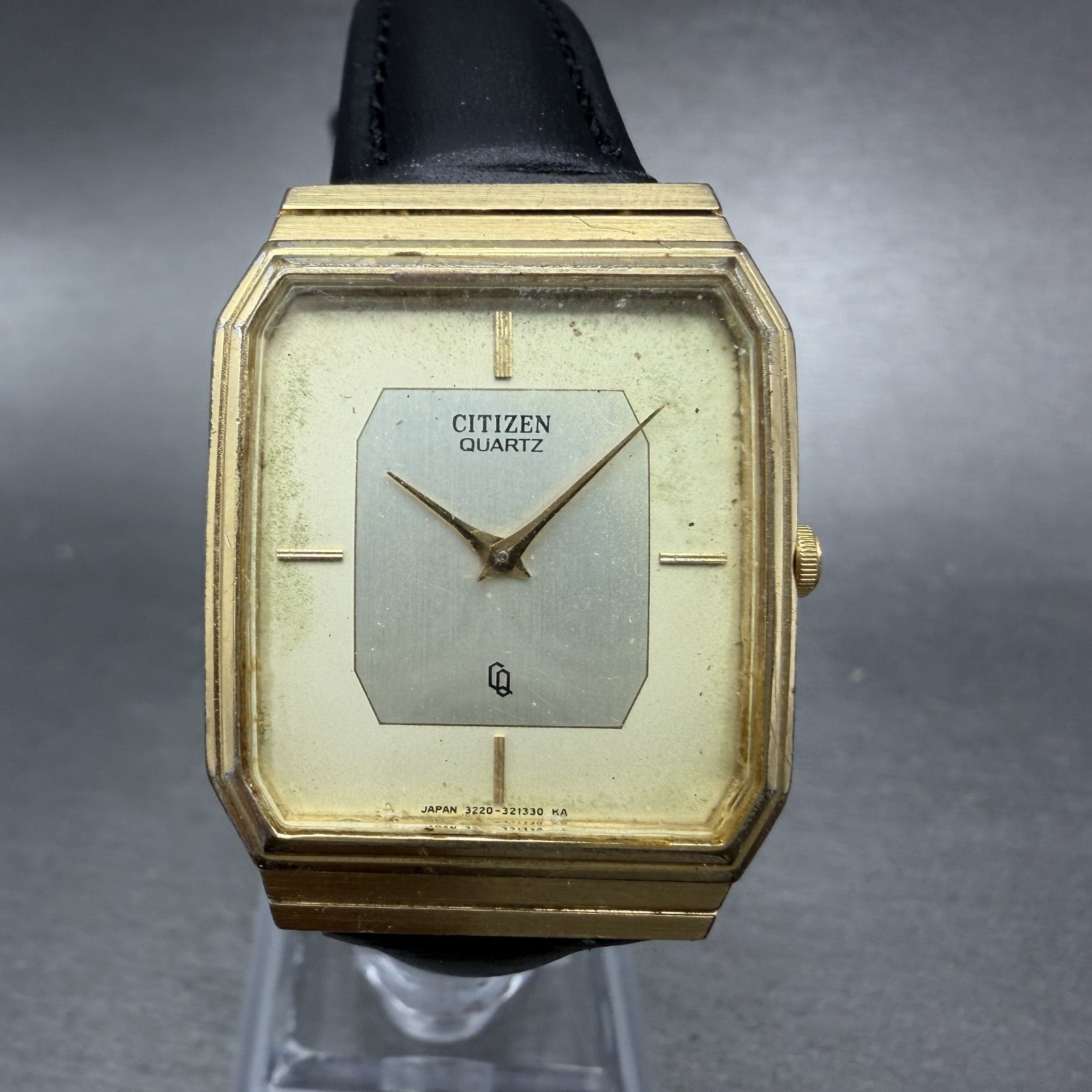 Citizen CQ Tank Watch Men 27mm Champagne Dial Gold Tone Octagon New Battery VTG0