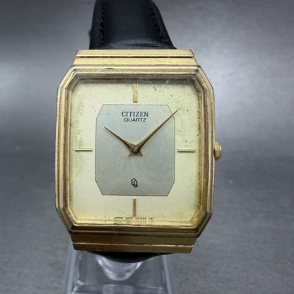 Citizen CQ Tank Watch Men 27mm Champagne Dial Gold Tone Octagon New Battery VTG0