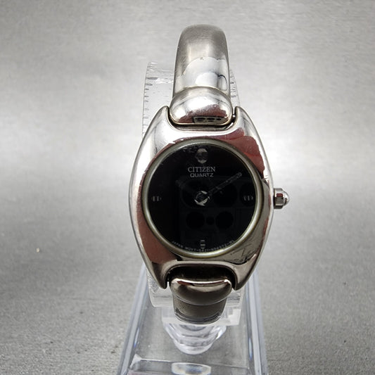 Citizen Watch Women 20mm Black Dial Silver Tone Round 5421-S76434 New Battery