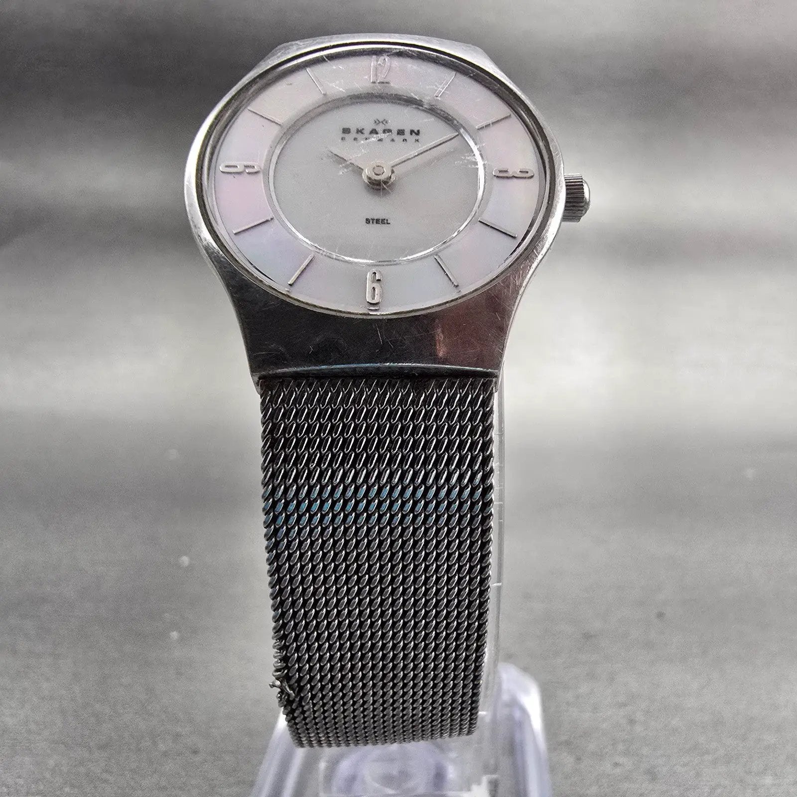 Skagen Denmark Watch Women 24mm MOP Dial Silver Tone Round 233XSSS New Battery5
