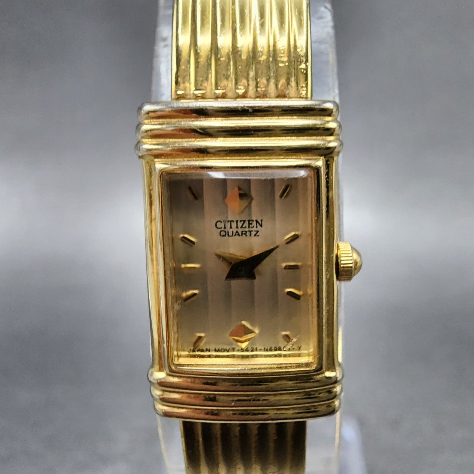 Citizen Tank Watch Women 13mm Champagne Dial Gold Tone 5421S65688 New Battery1