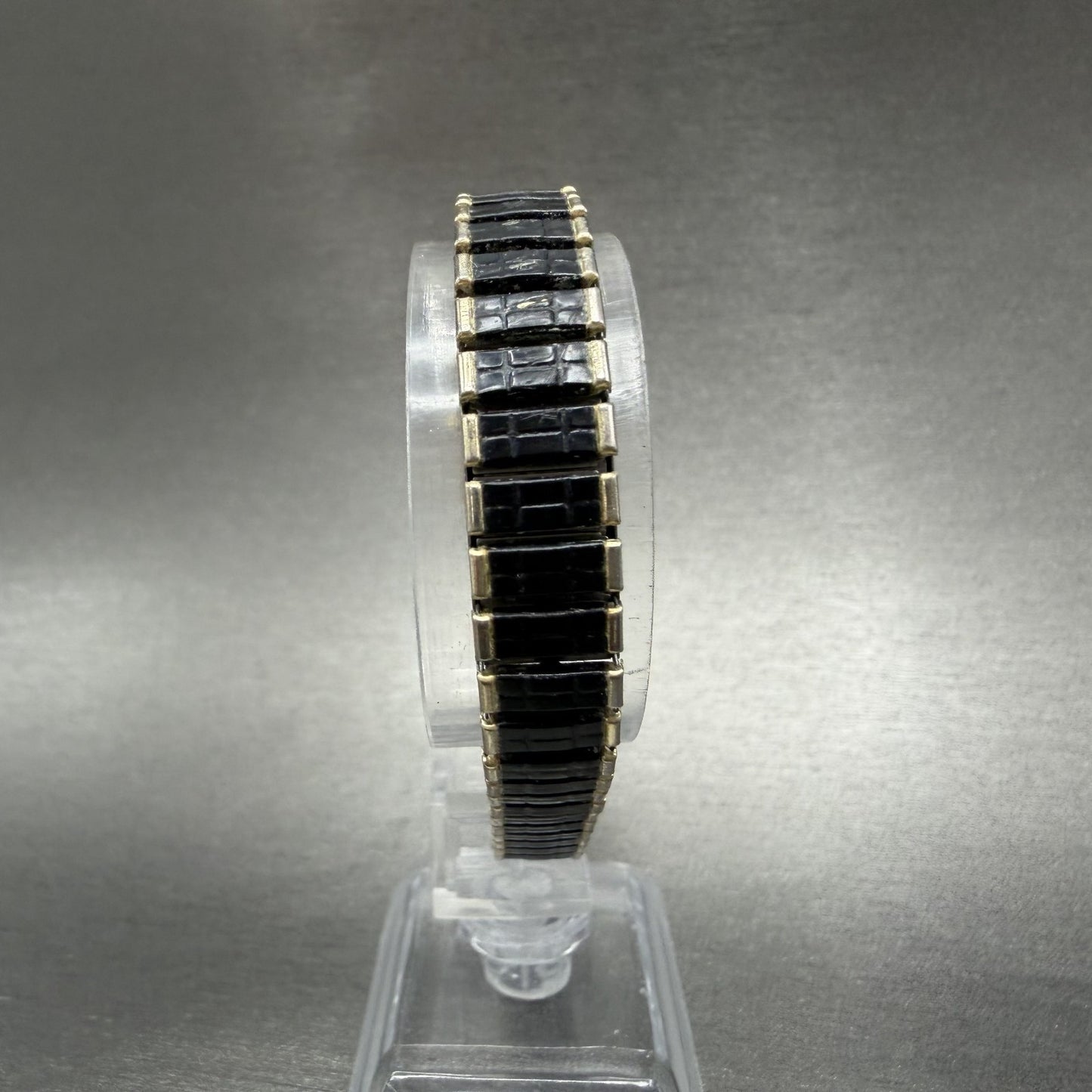 Seiko Tank Watch Women 13mm Black Dial Gold & Black Tone 2E20-5120 New Battery6
