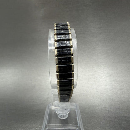 Seiko Tank Watch Women 13mm Black Dial Gold & Black Tone 2E20-5120 New Battery6