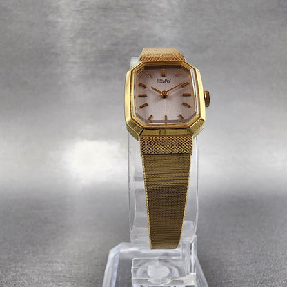 VTG Seiko Watch Women 17mm Silver Dial Gold Tone Octagon 2B205019 New Battery5
