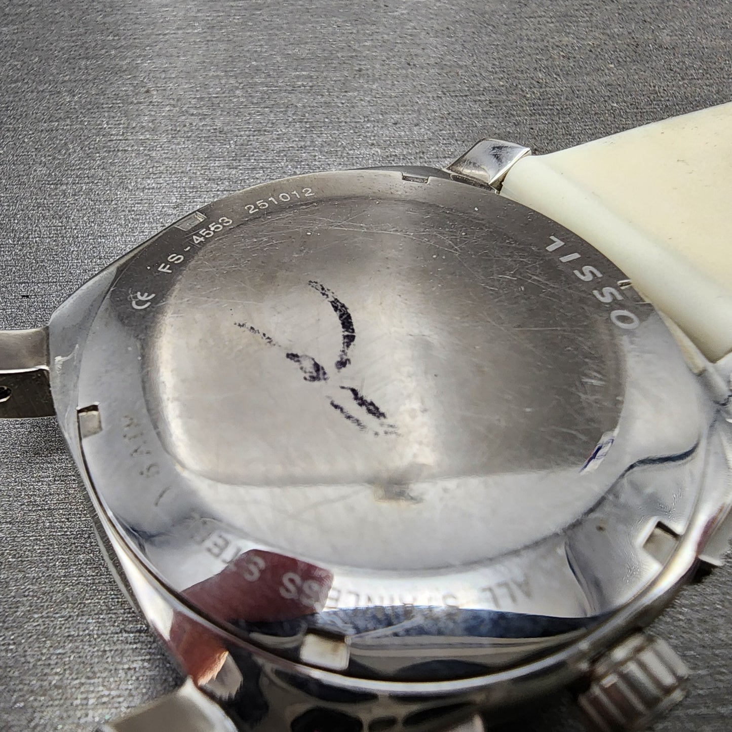 Fossil Machine Chronograph Watch Men 45mm Gray Dial Silver Tone FS4553 PARTS9
