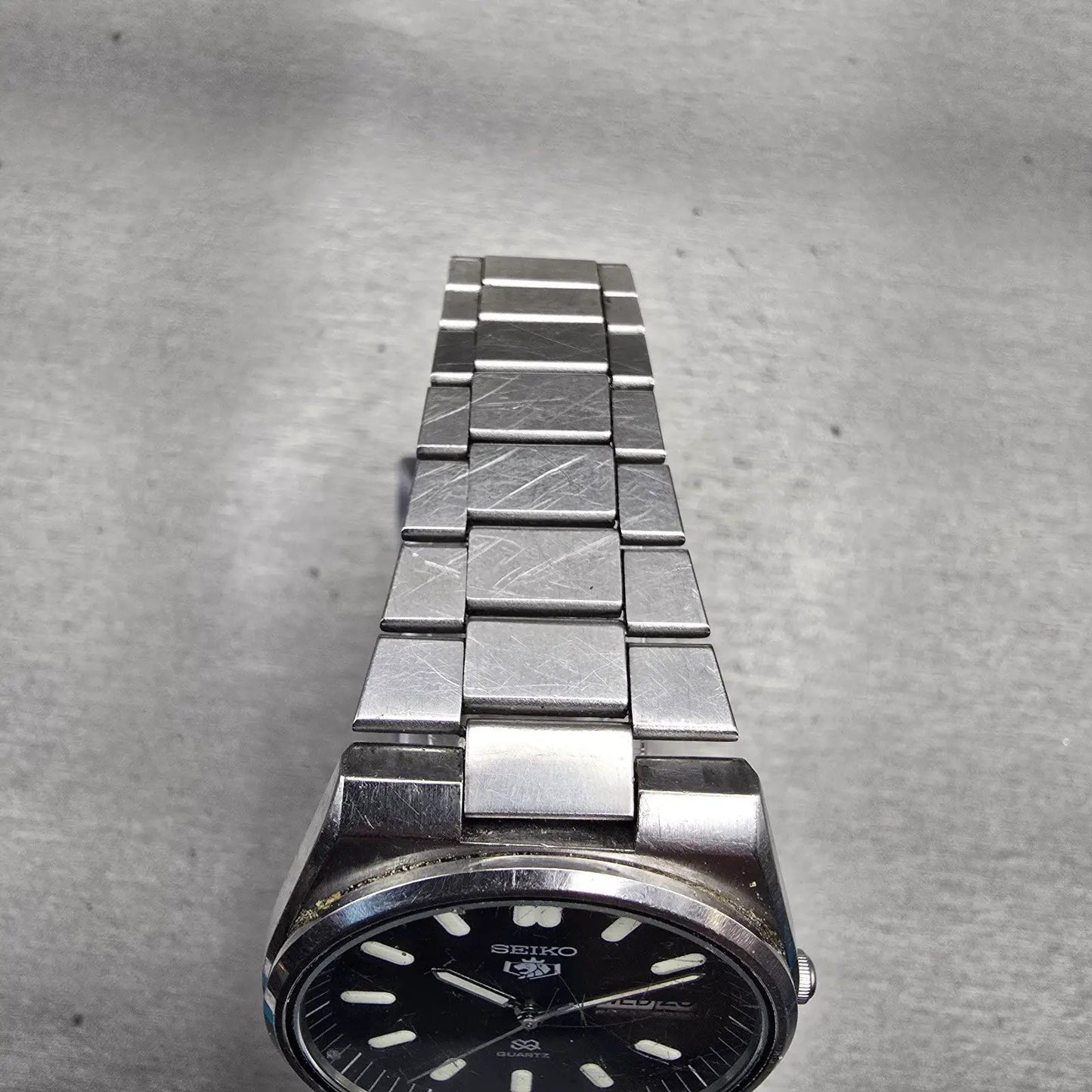 Seiko SQ Watch Men 36mm Black Dial Silver Tone Daydate Round 8223-7150 New Batt4