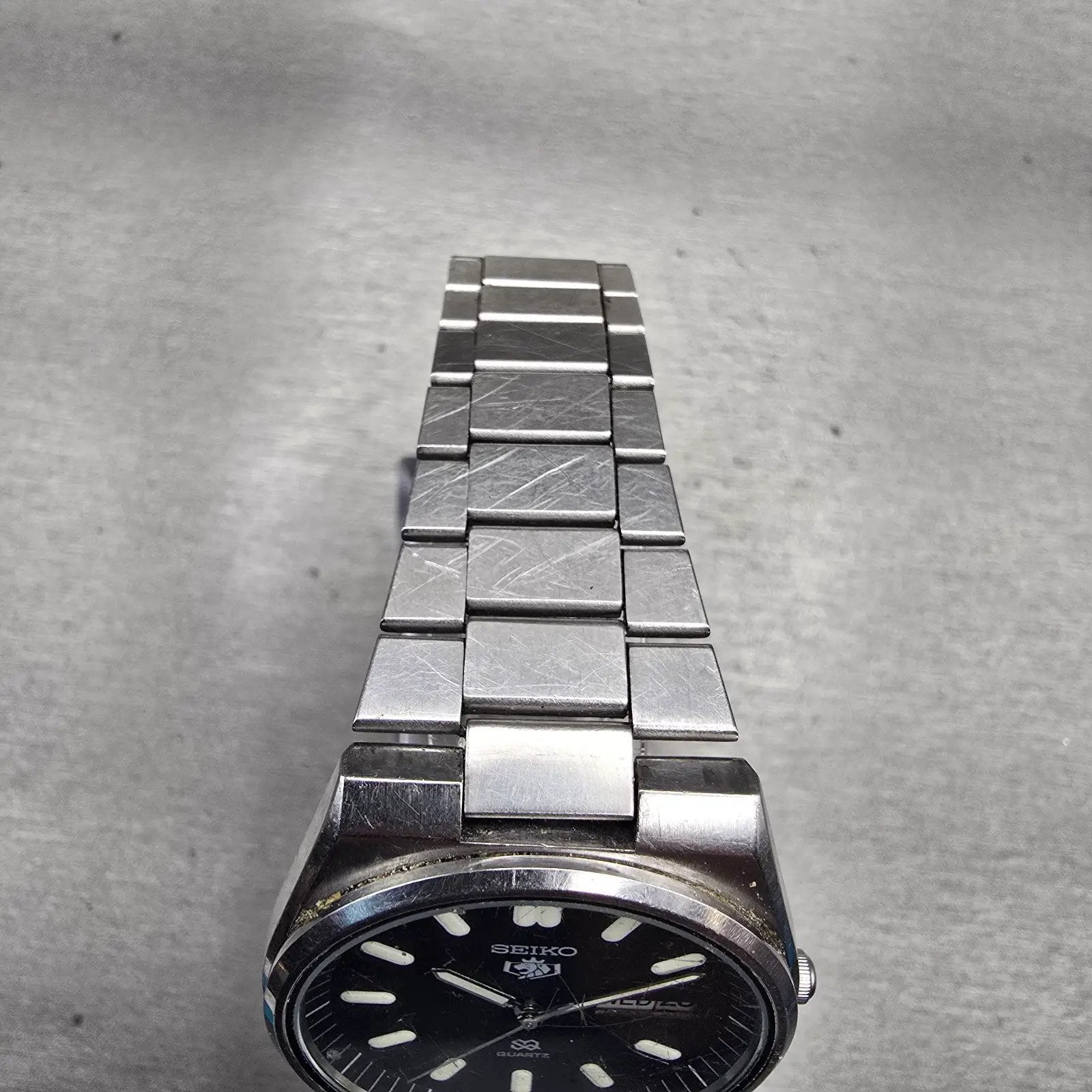 Seiko SQ Watch Men 36mm Black Dial Silver Tone Daydate Round 8223-7150 New Batt4
