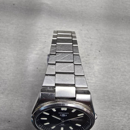 Seiko SQ Watch Men 36mm Black Dial Silver Tone Daydate Round 8223-7150 New Batt4
