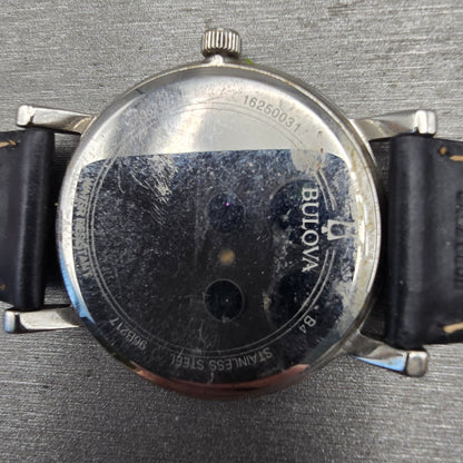 Bulova Watch Men 37mm Silver Dial Silver Tone Date Round 96B217 New Battery10