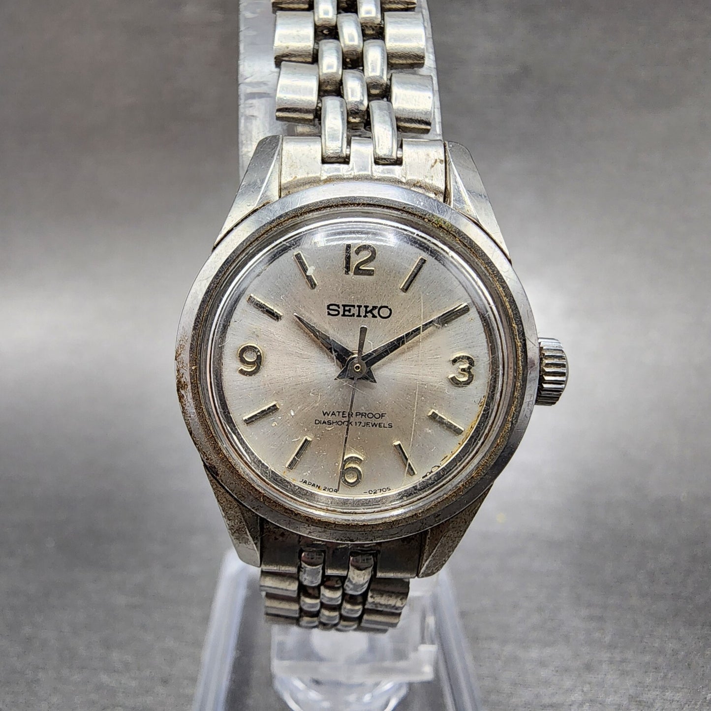 Seiko Watch Women 23mm Silver Dial Steel Round Manual Wind 21040091 PARTS0