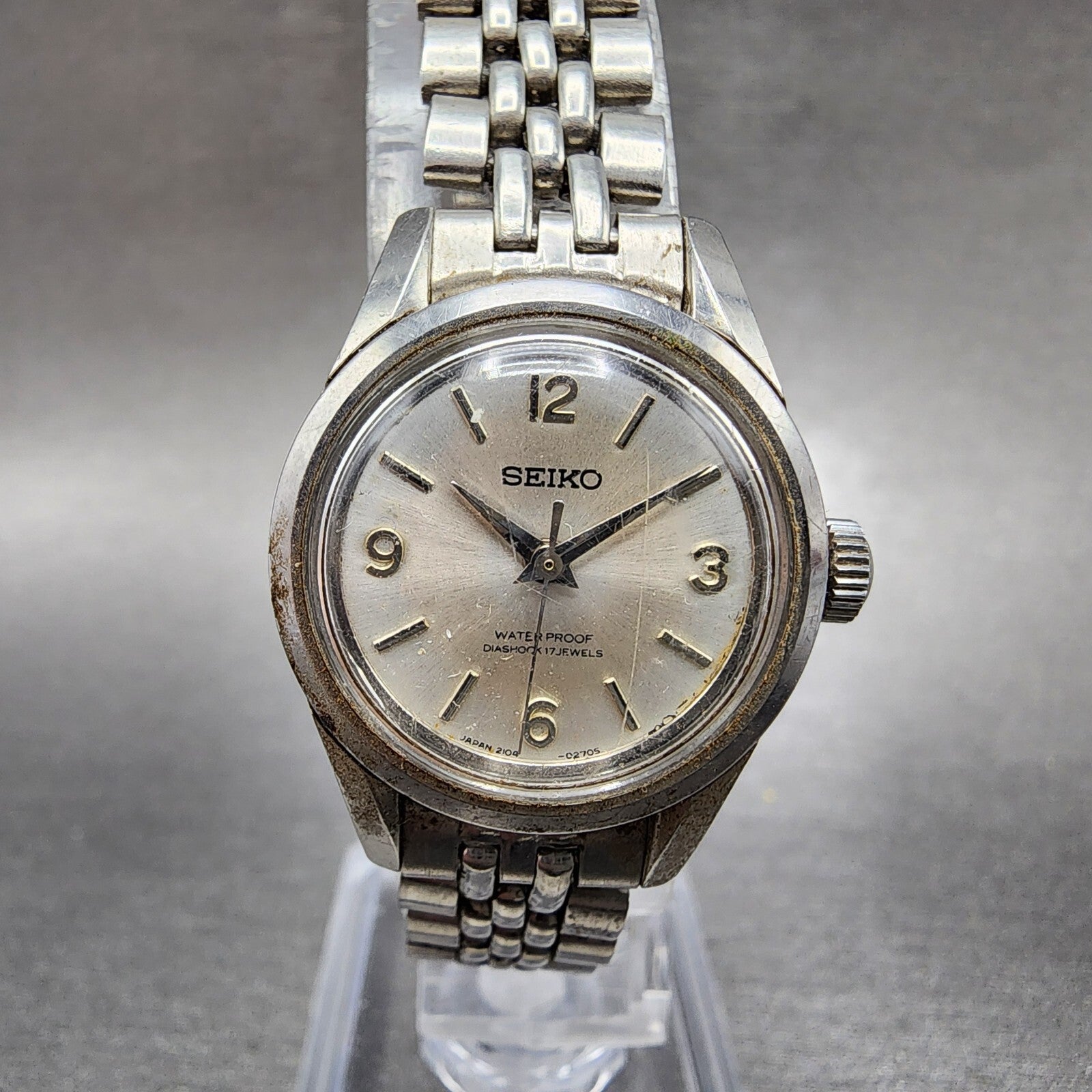 Seiko Watch Women 23mm Silver Dial Steel Round Manual Wind 21040091 PARTS0