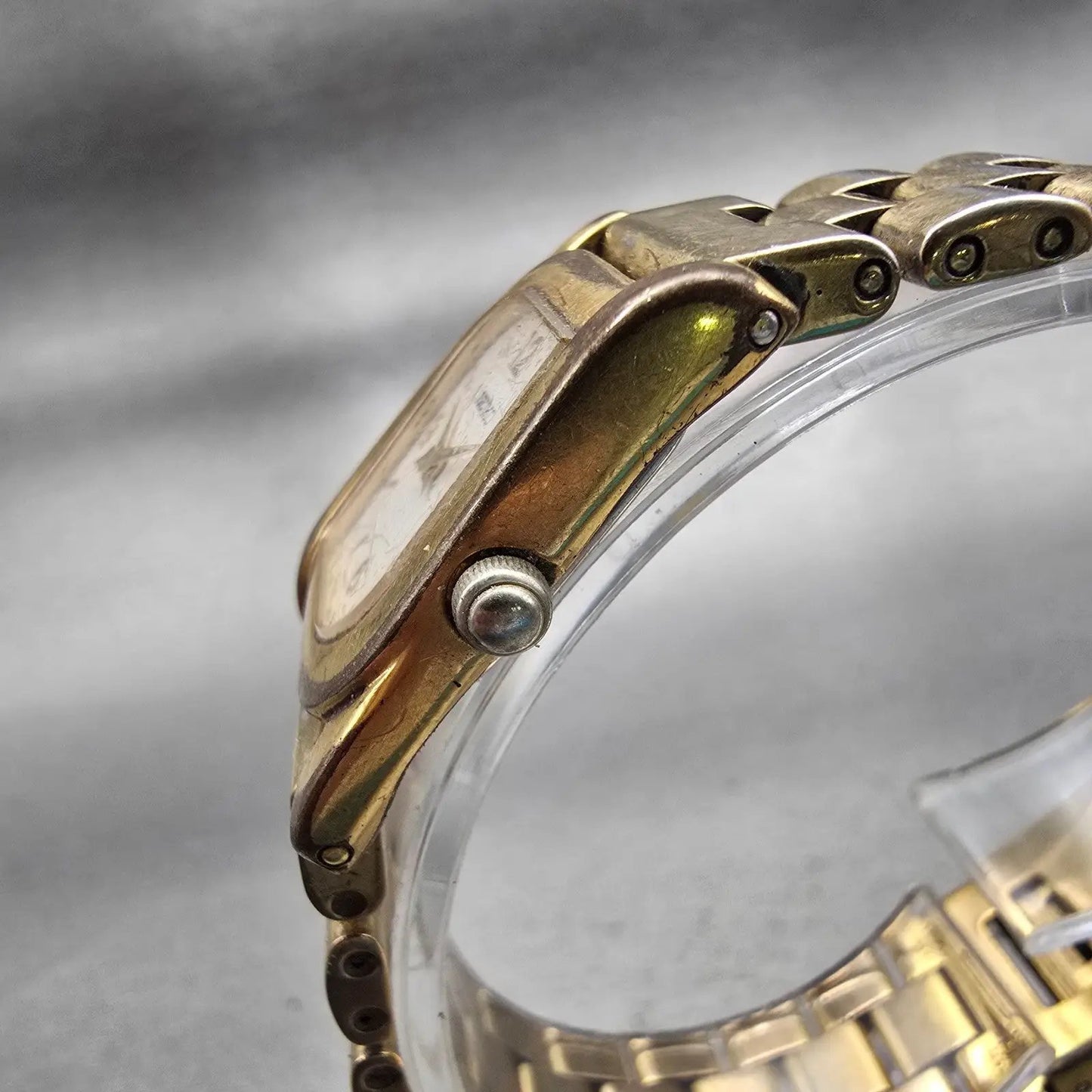 Seiko Watch Men 23mm White Dial Gold Tone Rectangle 4N00-6769 New Battery VTG2
