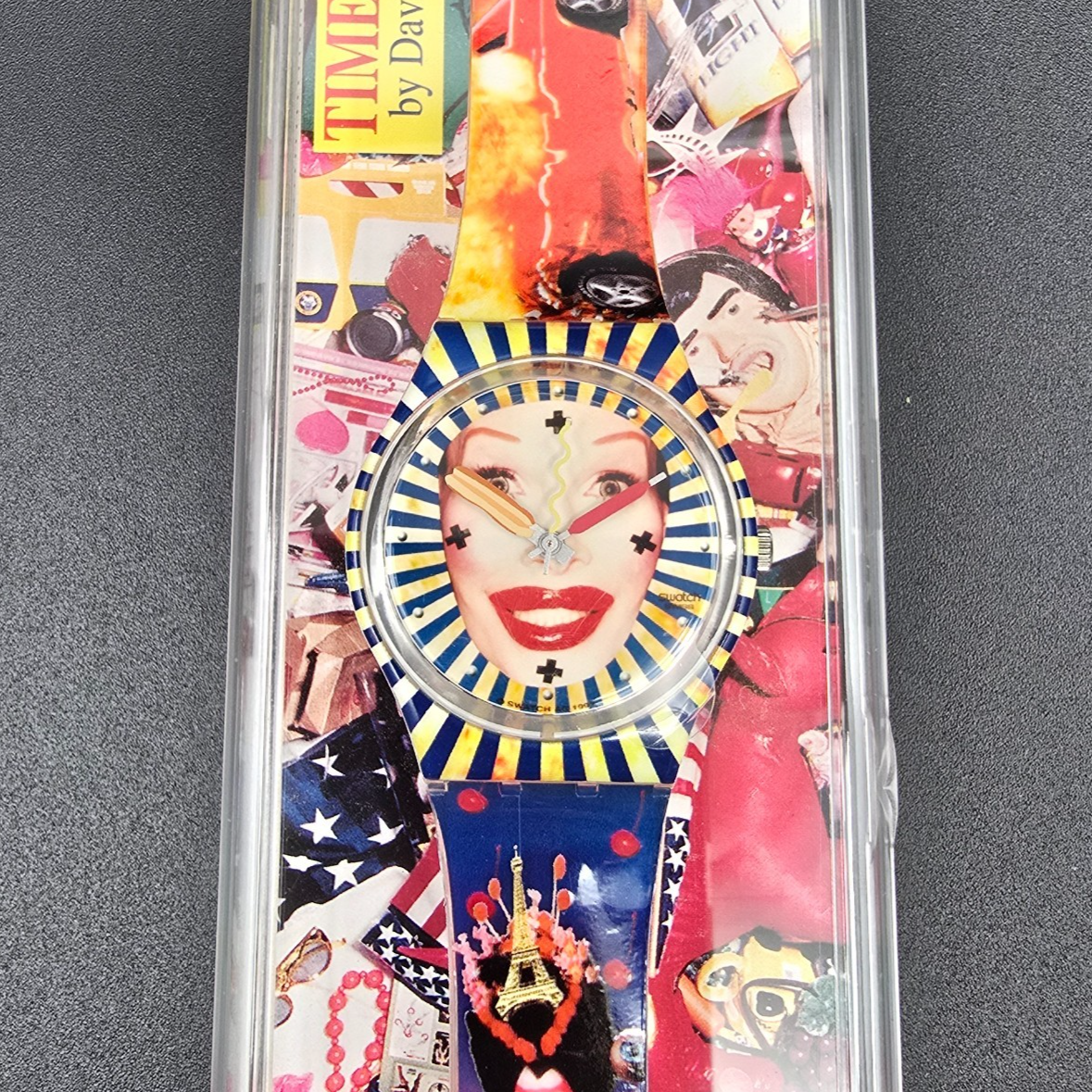 Swatch Time Tranny Watch Men 34mm David LaChapelle Round GZ163 New Battery NOS1
