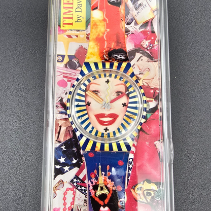 Swatch Time Tranny Watch Men 34mm David LaChapelle Round GZ163 New Battery NOS1
