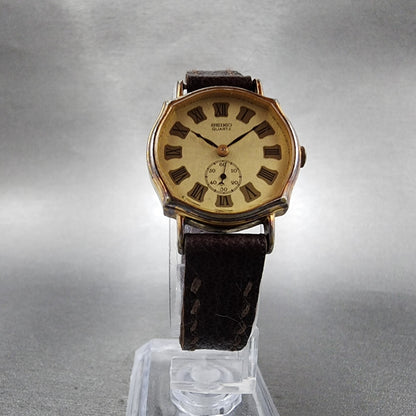 Seiko Watch Women 24mm Cream Dial Gold Tone Square 14285010 New Battery VTG5