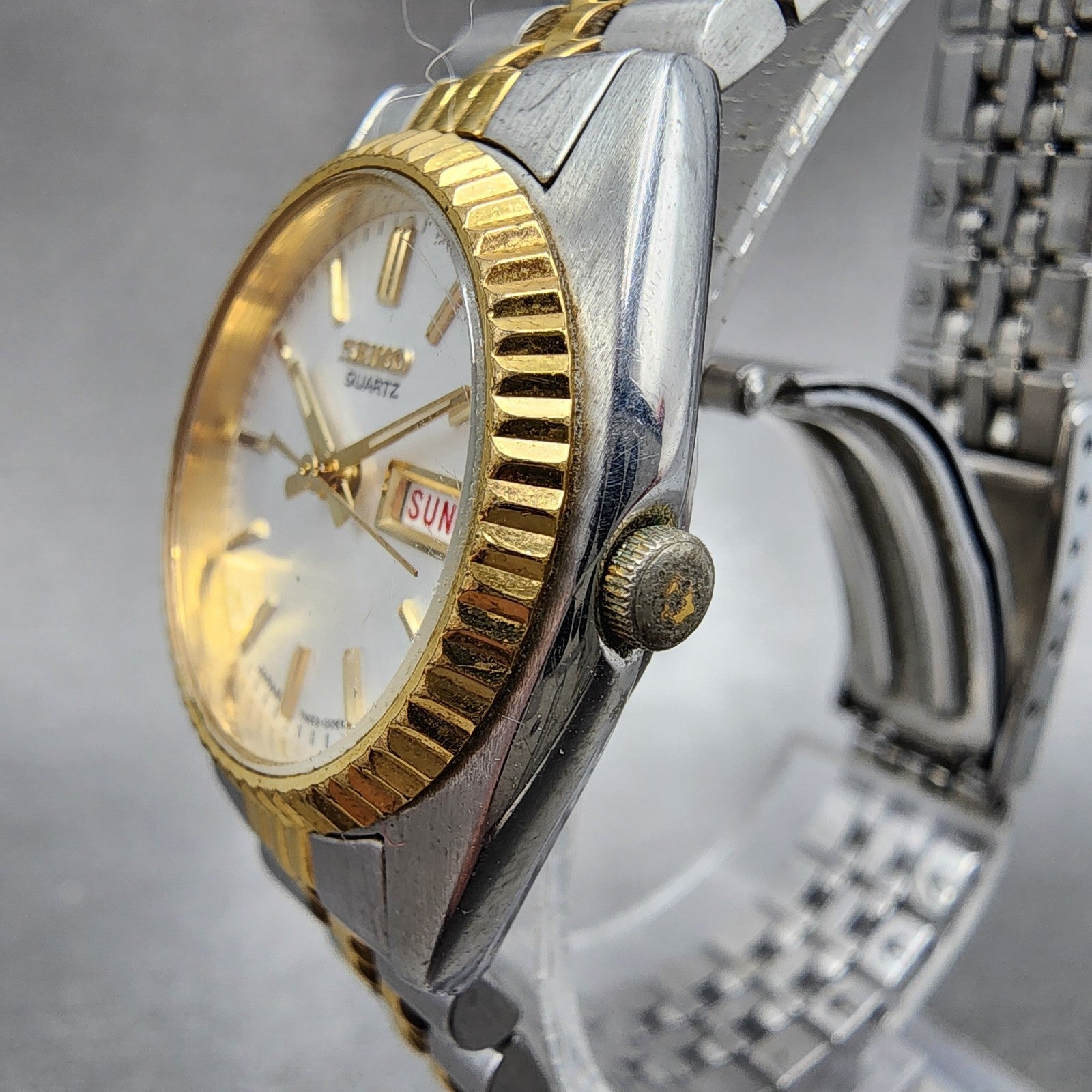 Seiko Watch Women 24mm Silver Dial Two Tone Daydate 7n830041 New Battery2