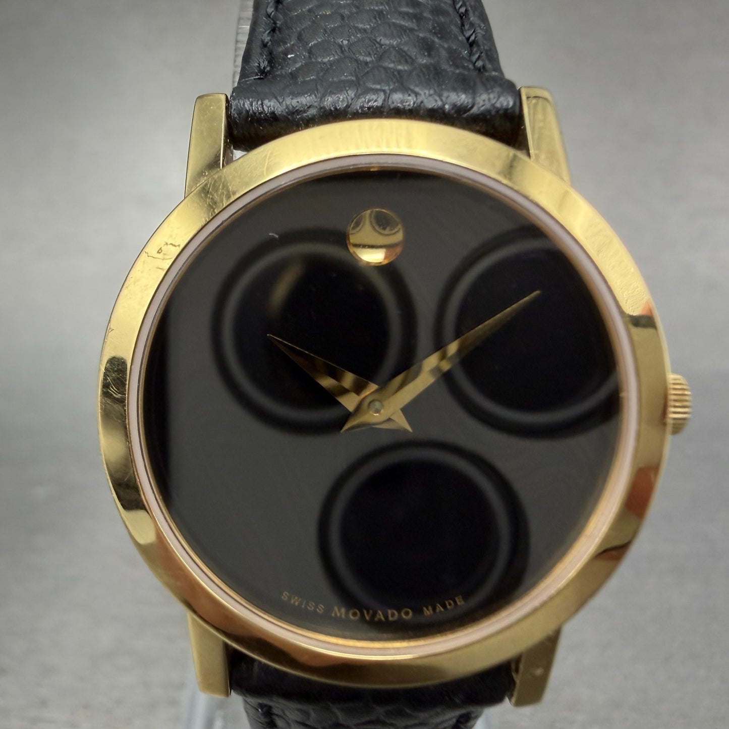 Movado Museum Watch Women 26mm Black Dial Gold Tone Round 88 A1 1837 New Batt 671