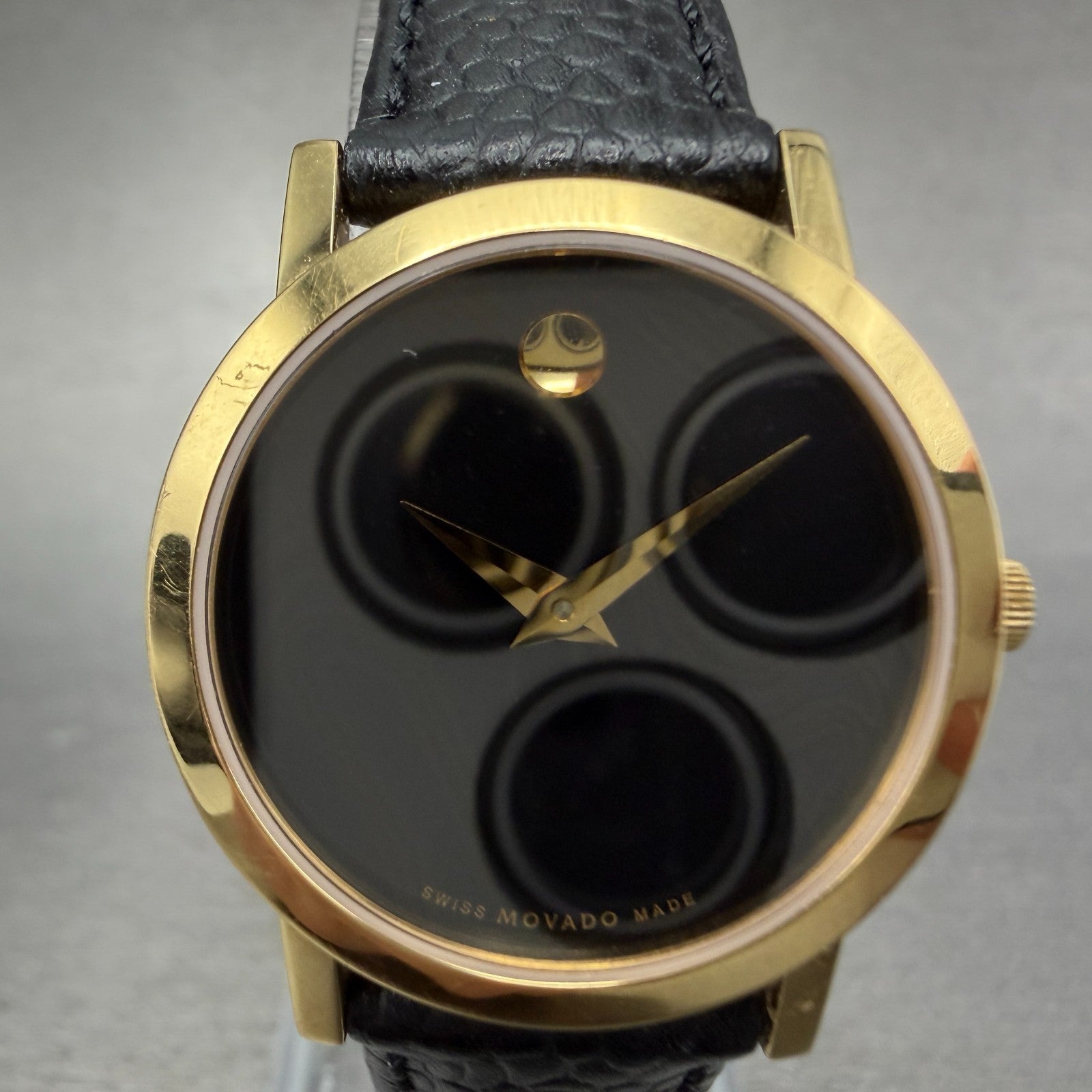 Movado Museum Watch Women 26mm Black Dial Gold Tone Round 88 A1 1837 New Batt 671