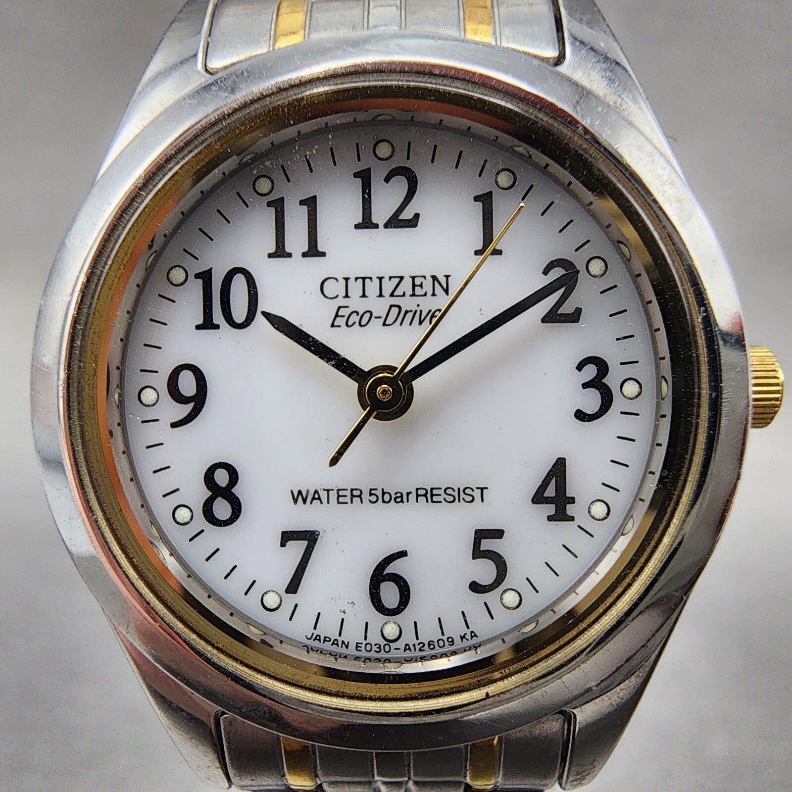 Citizen EcoDrive Watch Women 24mm White Dial Two Tone E030L20484 Runs1