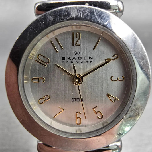 Skagen Steel Watch Women 25mm Silver Dial Silver Tone Round 107SGSC New Battery0