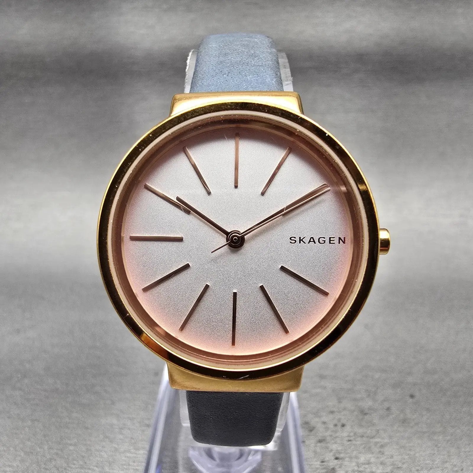 Skagen Ancher Watch Women 30mm Silver Dial Gold Tone Round SKW2482 New Battery0