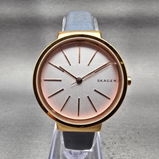 Skagen Ancher Watch Women 30mm Silver Dial Gold Tone Round SKW2482 New Battery0