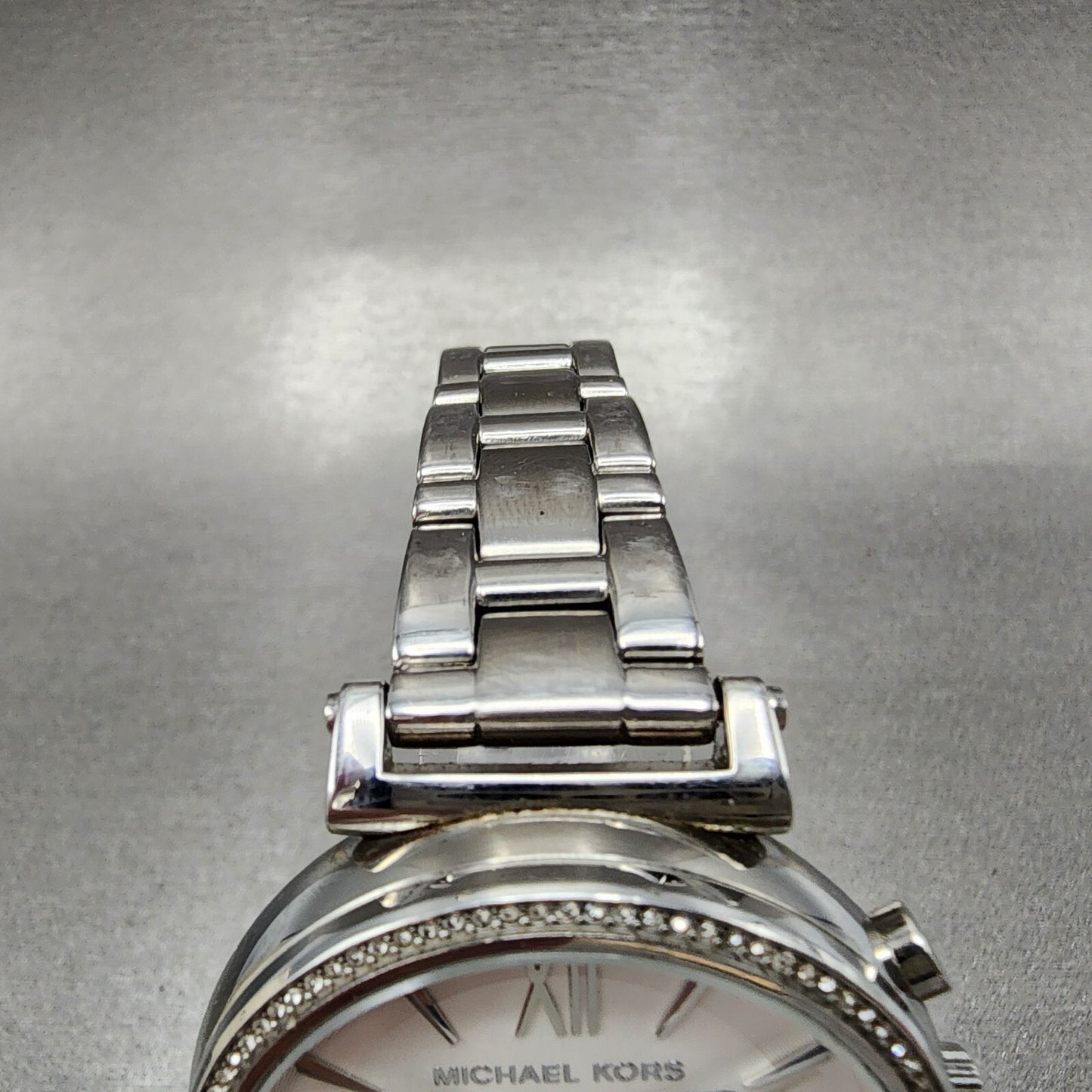 Michael Kors Sofie Watch Women 38mm White Dial Steel Date Chronograph New Batt5