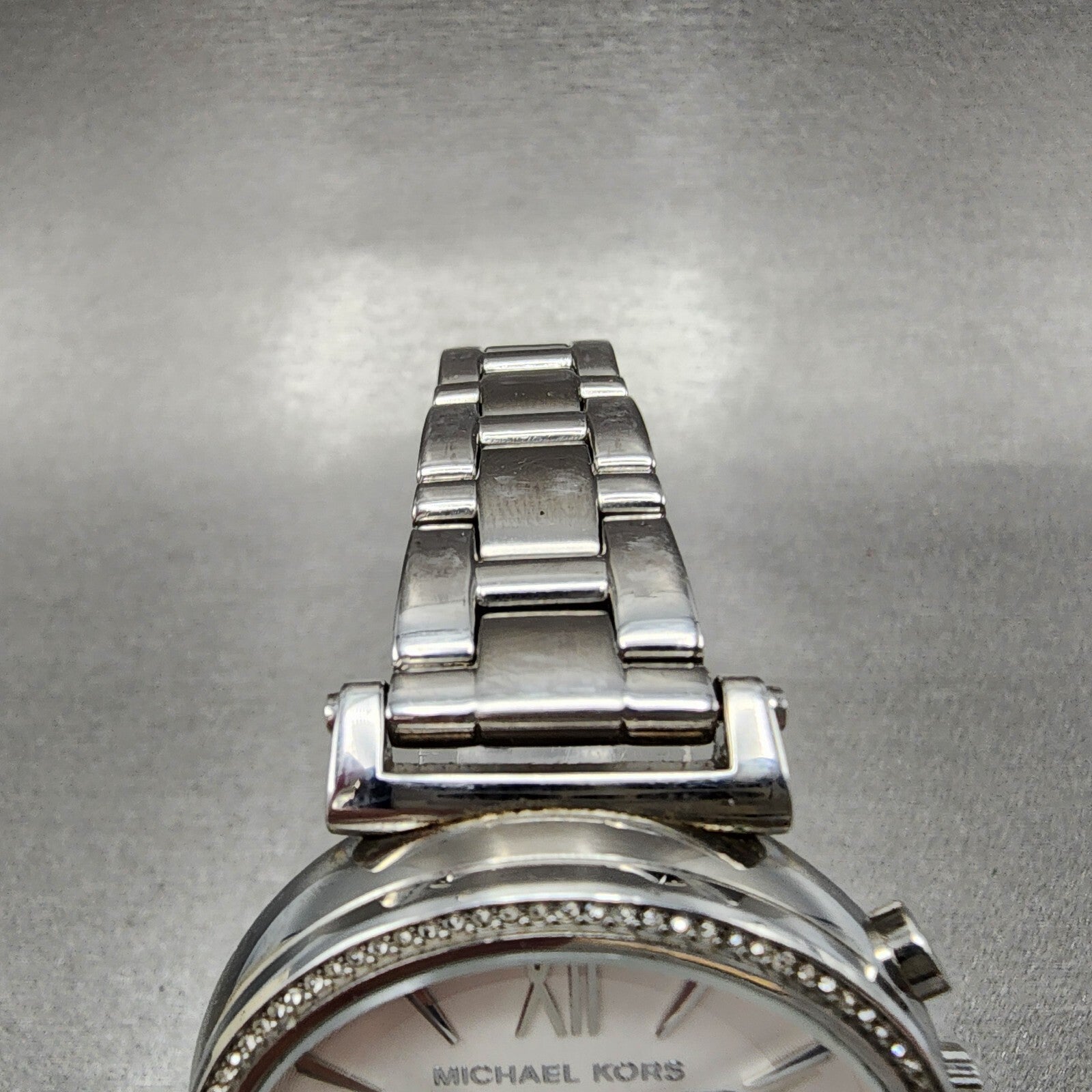Michael Kors Sofie Watch Women 38mm White Dial Steel Date Chronograph New Batt5