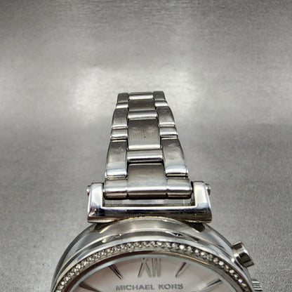 Michael Kors Sofie Watch Women 38mm White Dial Steel Date Chronograph New Batt5