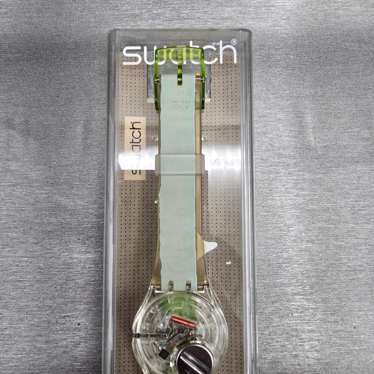 Swatch Piquant Watch Men 34mm Clear Dial Clear Case GK267 New Battery NOS9