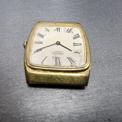 VTG Seiko Watch Men 28mm White Dial Gold Tone Rectangle 2620-5620 PARTS
