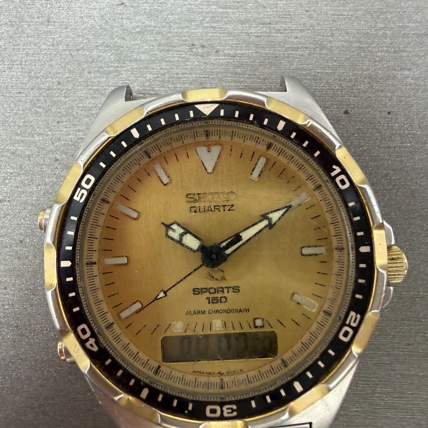 Seiko SQ Sports 150 Watch Men 41mm Analog Digital Two Tone Alarm Chrono NewBat1
