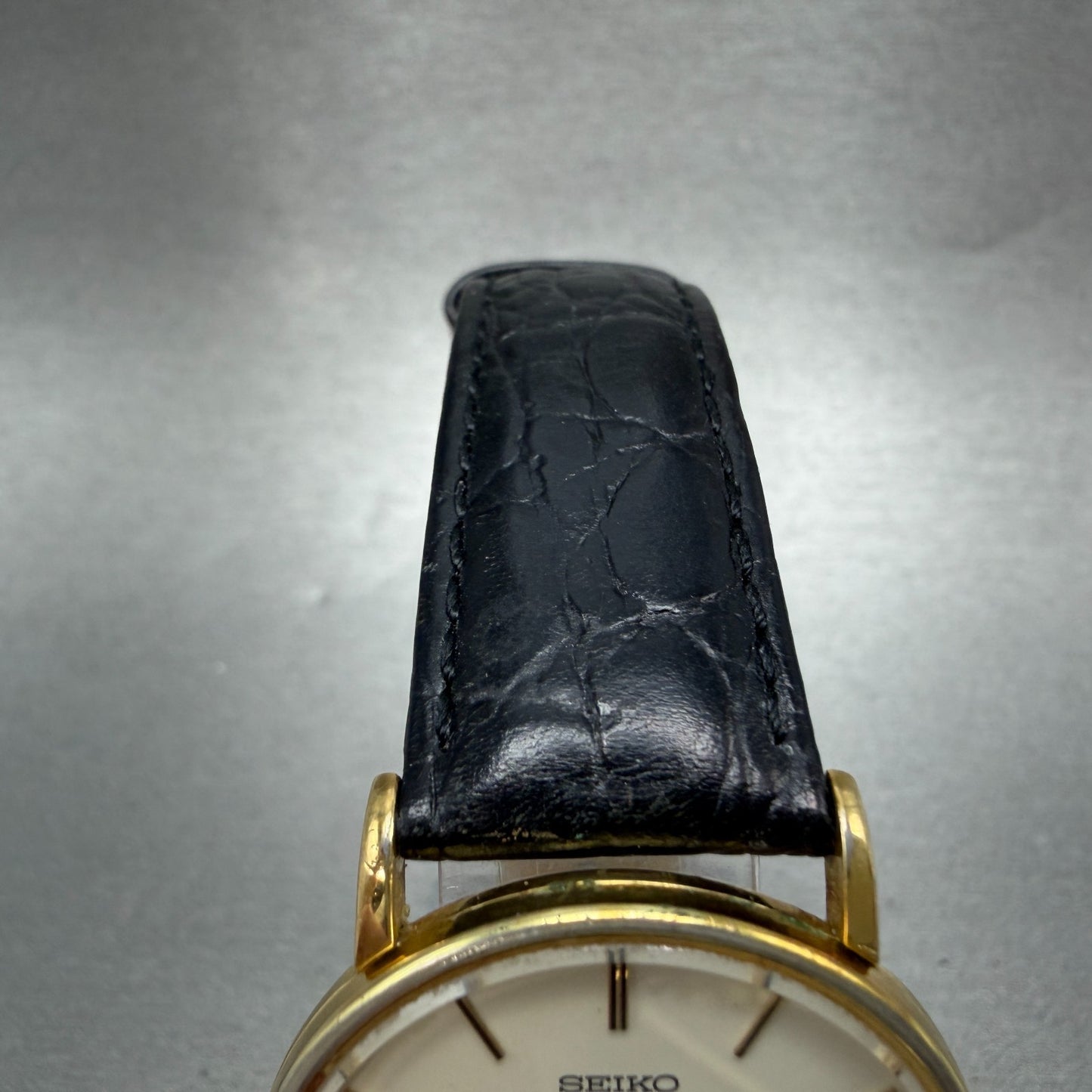 Seiko Watch Men 32mm White Dial Gold Tone Round 7800-8019 New Battery Vintage GH4