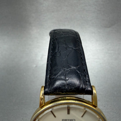 Seiko Watch Men 32mm White Dial Gold Tone Round 7800-8019 New Battery Vintage GH4