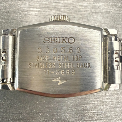 Seiko Watch Women 15mm Blue Dial Silver Tone Rectangle 11-3669 Vintage Works10