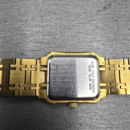 Bulova Watch Women 20mm Gold Dial Gold Tone Rectangle Vintage New Battery 97L4410