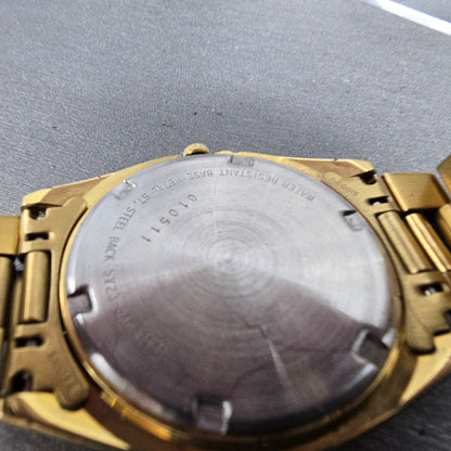 Seiko President Watch Men 35mm Gold Dial Gold Tone Daydate 5Y23-8A69 New Batt HH9