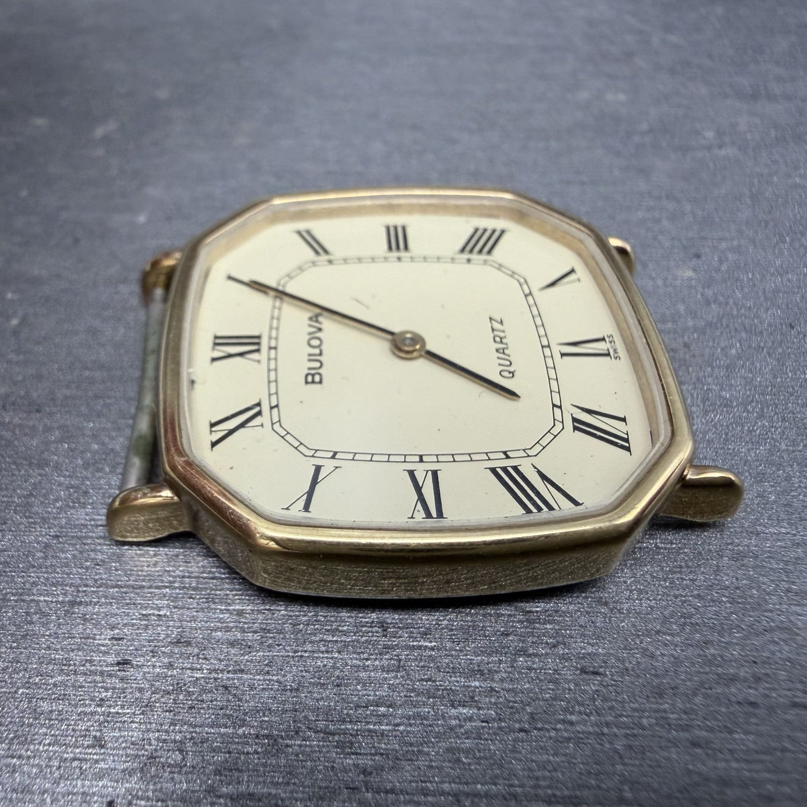 Bulova Watch Men 31mm Champagne Dial Gold Tone Octagon P0 Swiss PARTS4