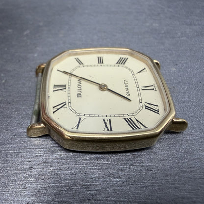 Bulova Watch Men 31mm Champagne Dial Gold Tone Octagon P0 Swiss PARTS4
