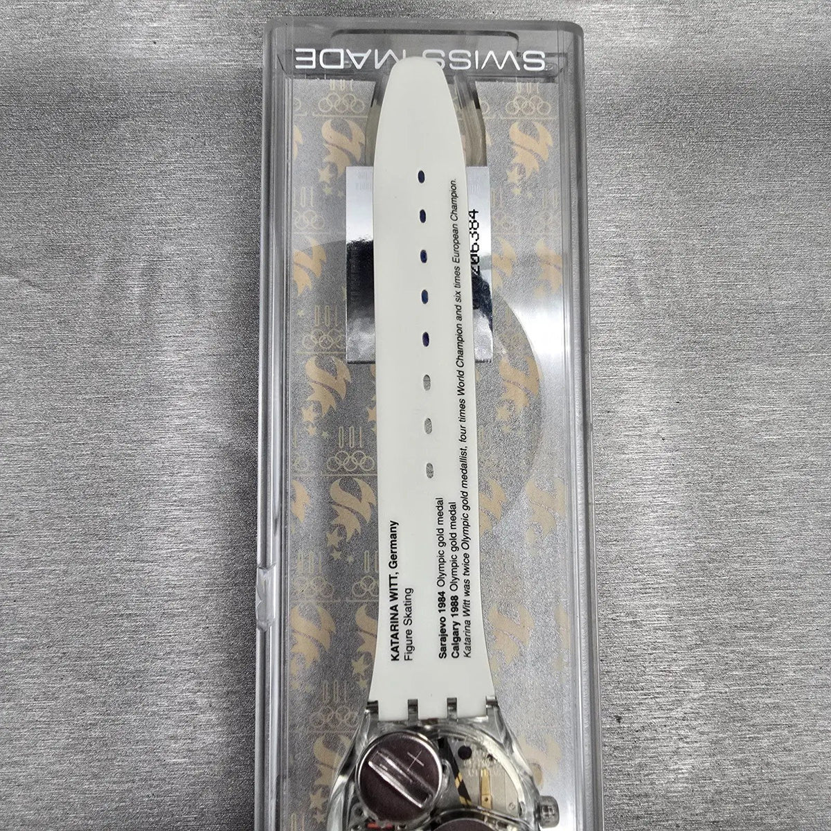 Swatch Musicall Katarina Witt Watch Woman 34mm Blue Dial Clear Case SLZ105 NOS9