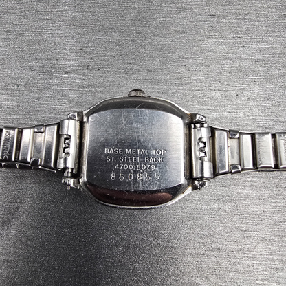Seiko Watch Women 21mm Blue Dial Silver Tone Rectangle 4700-5079 New Battery JP10