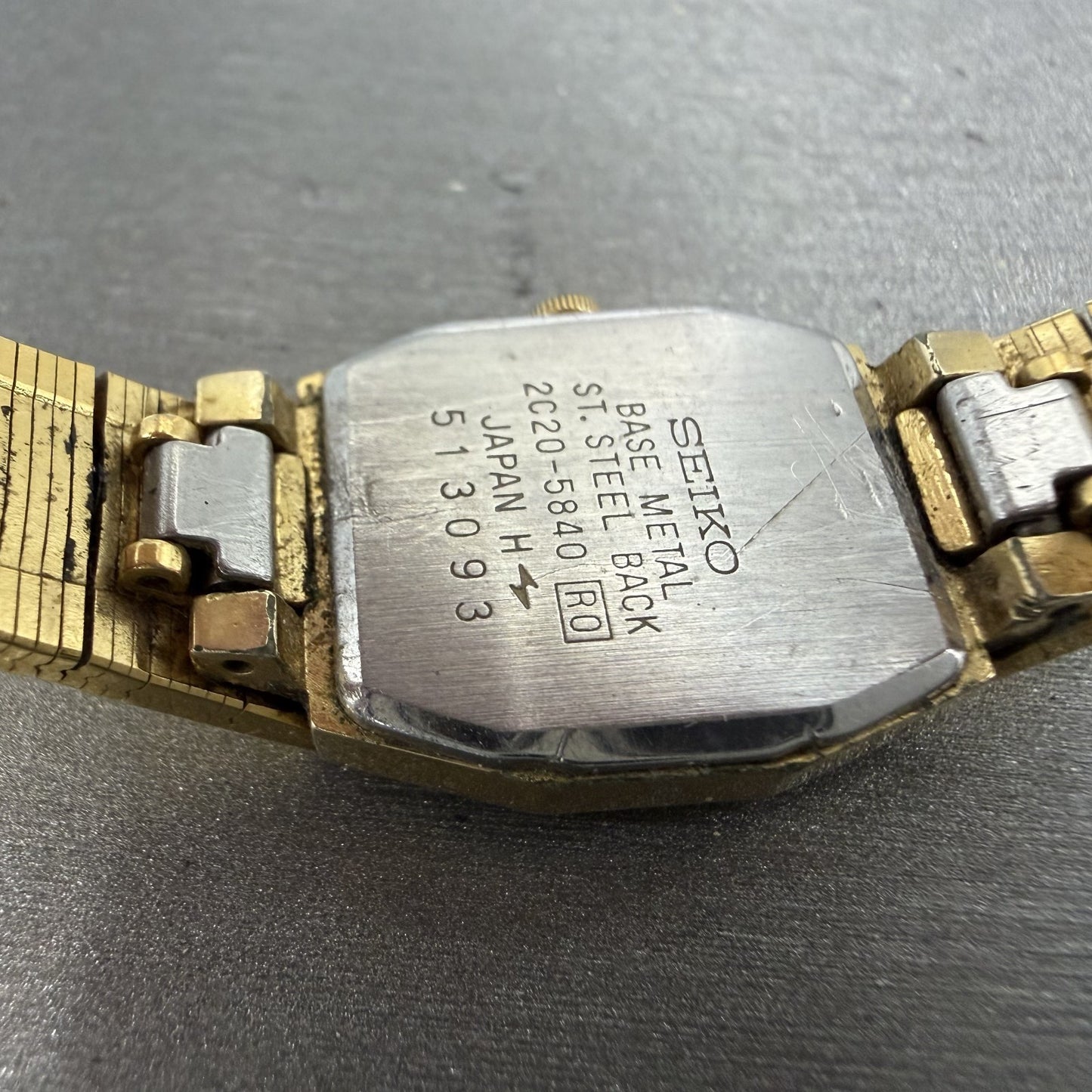 Seiko Watch Women 18mm Gold Dial Gold Tone Octagon 2C205840 New Battery VTG9